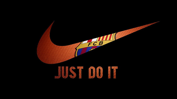 Nike Just Do It, barcelona, black background, competition, nike Free HD Wallpaper