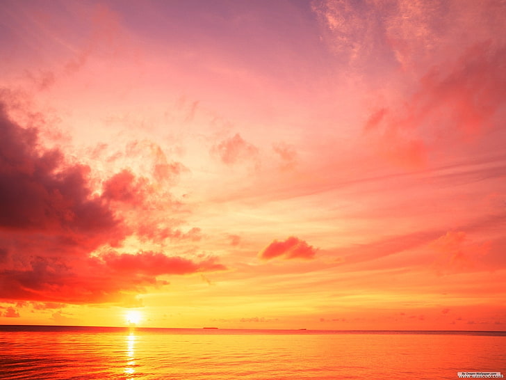 Ocean Sunset Silhouette, free, art, nature, oceans Free HD Wallpaper