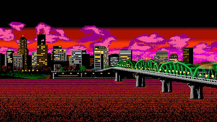 Pixel Art City Landscape, pixel art, Ahoy, bridge, ahoy Free HD Wallpaper