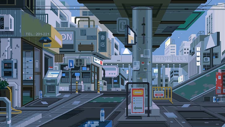 Pixel Art Live, waneella, city, pixel art