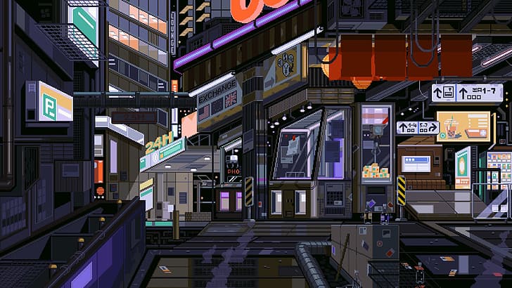 Pixel Art Maker, cyberpunk, pixel art, waneella, night