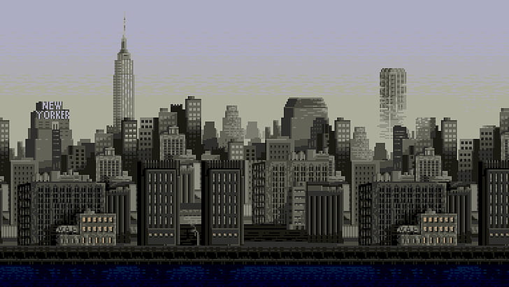 Pixel Art Poster, cityscape, empire state building, new york city, 8bit Free HD Wallpaper