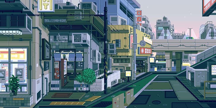 Pixel Art Town, andltaestheticandgt, town, andlt;aestheticandgt;, waneella Free HD Wallpaper