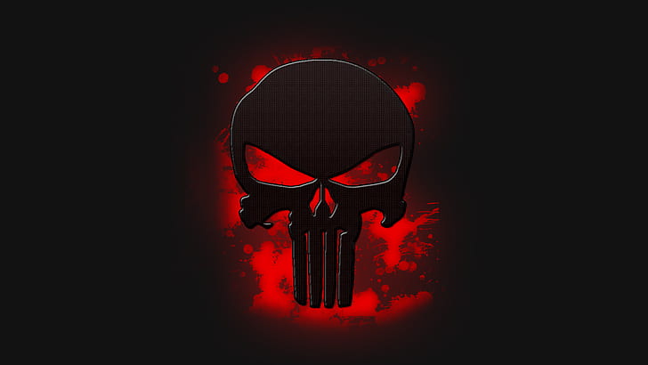 Punisher Skull Fire, blood, red, red background, the punisher