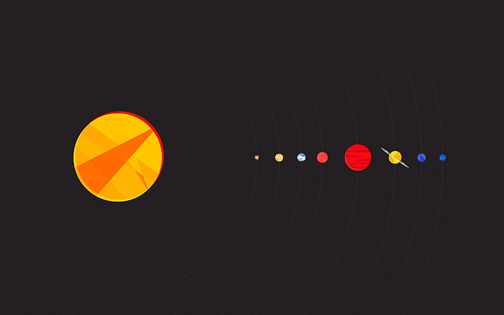 Solar System Minimal White, yellow, indoors, red, vector Free HD Wallpaper