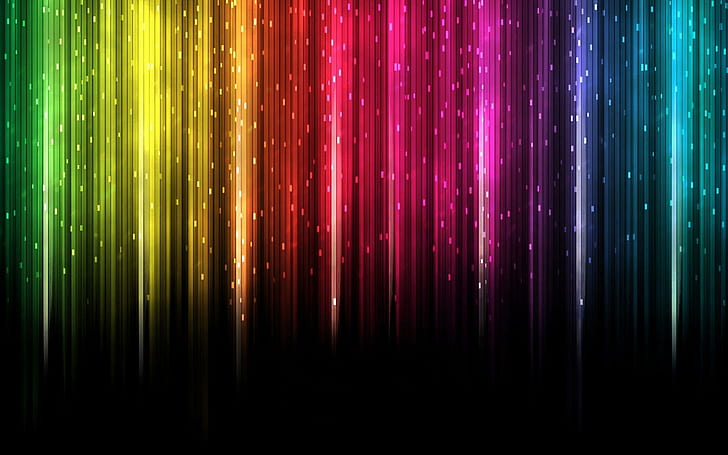 12-Color Rainbow, 3d and abstract, black, rainbow, yellow