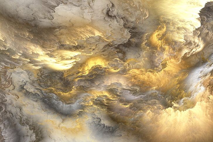 Abstract Watercolor Landscapes, cloudscape, sunset, ominous, unreal Free HD Wallpaper