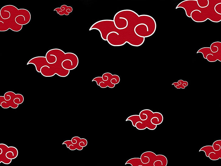 Akatsuki Cloth, black background, pattern, positive emotion, no people Free HD Wallpaper