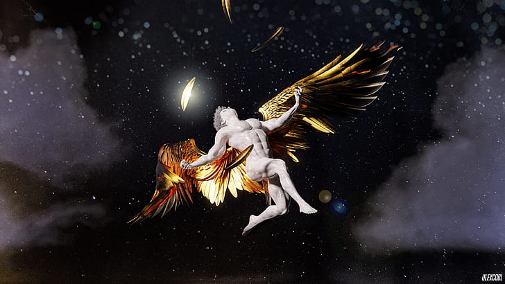 Ancient Paintings, 3d graphics, stars, icarus, minimalism