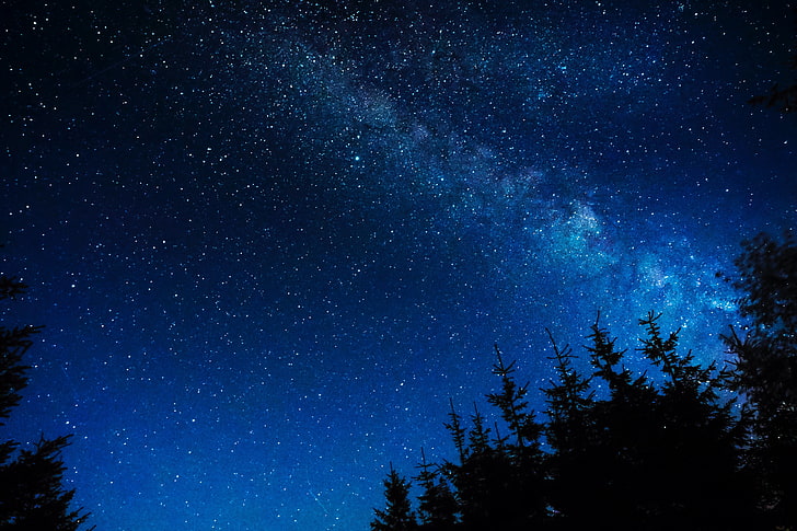 Blue Night Sky Painting, milky way, winter, scenics, astrology Free HD Wallpaper