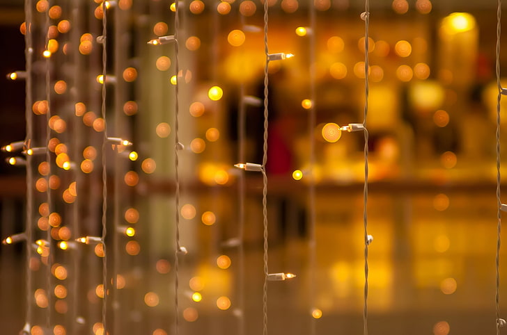 Christmas Icicle String Lights, celebration, defocused, decoration, glitter Free HD Wallpaper