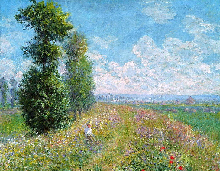 Claude Monet Watercolor Paintings, nonurban scene, tranquil scene, plant, fog Free HD Wallpaper