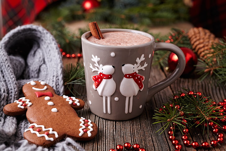 Cool Christmas Mug, indoors, cappuccino, food and drink, heat  temperature Free HD Wallpaper