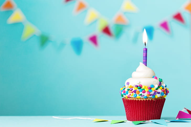 Cupcake Birthday Wishes, happy birthday, birthday, holiday celebration, cream Free HD Wallpaper