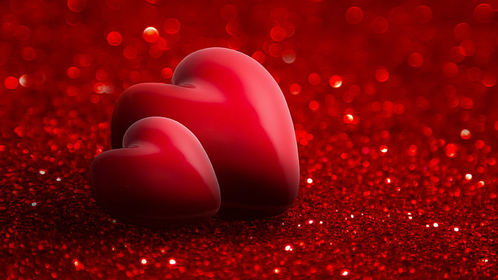 Cute Love Hearts, valentines day, image,, hearts, two Free HD Wallpaper