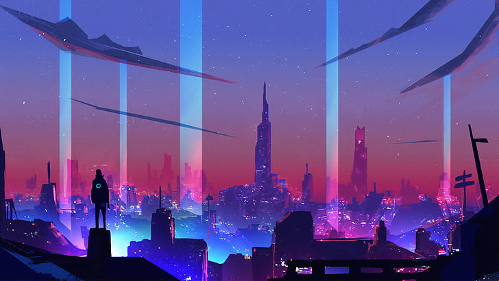 Cyberpunk Night City, cyber, landscape, futuristic city, cyberpunk
