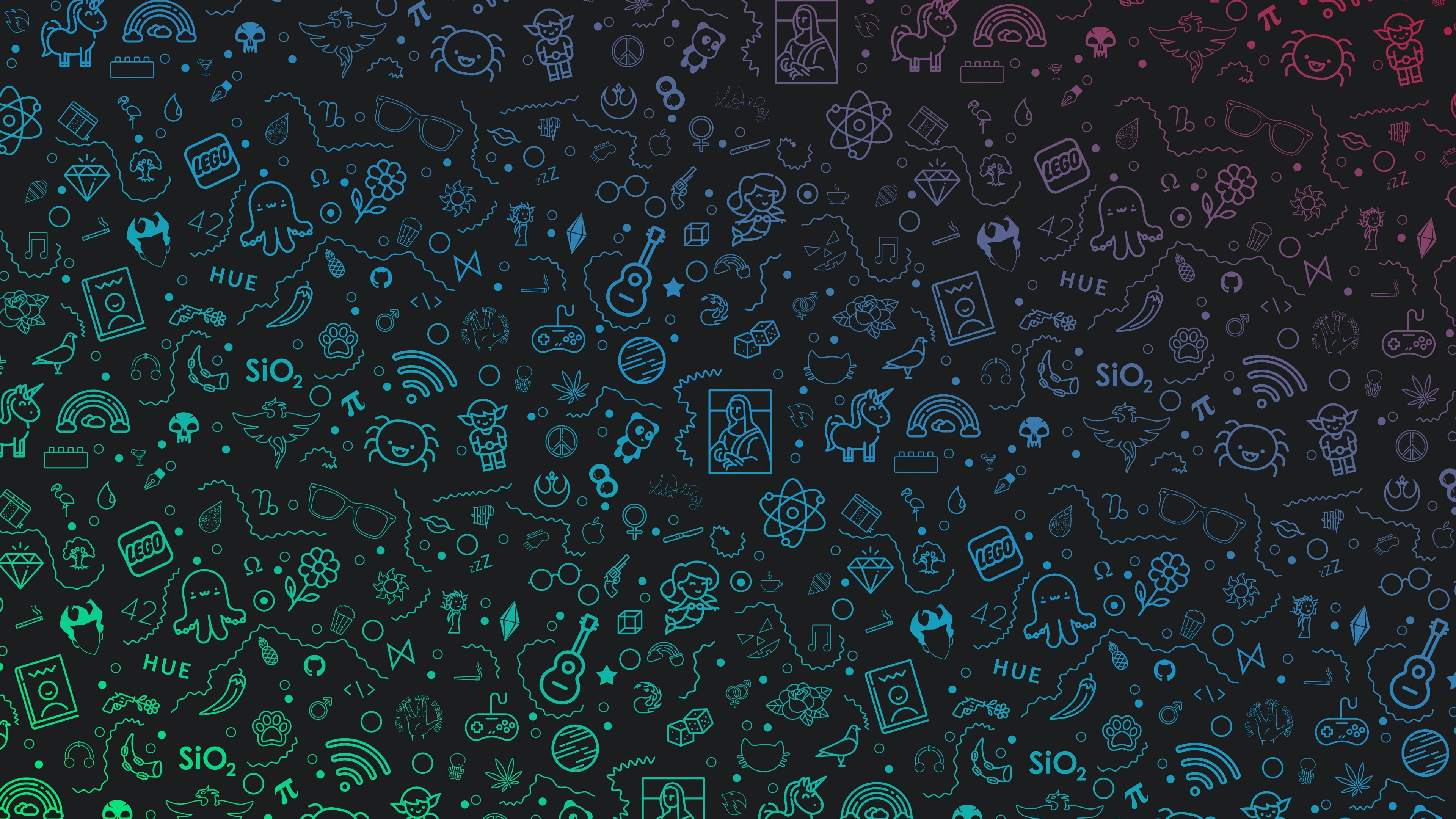Dark Full, neon, icon, pattern, design
