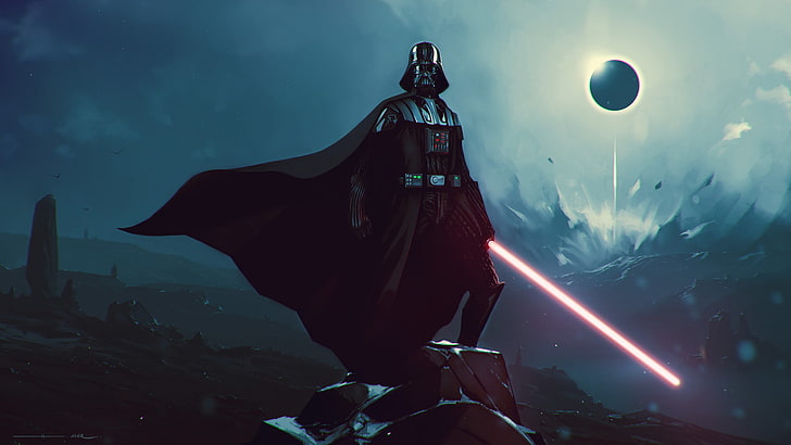 Darth Vader, adventure, night, blue, astronomy