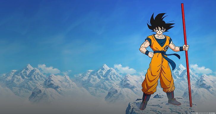 DBZ Movie Goku, standing, day, son goku, yellow Free HD Wallpaper