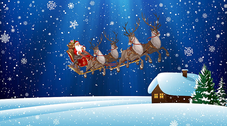 Deer, new year, mood, santa claus, christmas Free HD Wallpaper