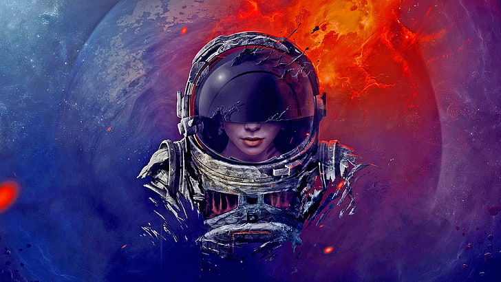 Drawings of Astronauts, galaxy, ufo, cosmonaut, star  space Free HD Wallpaper