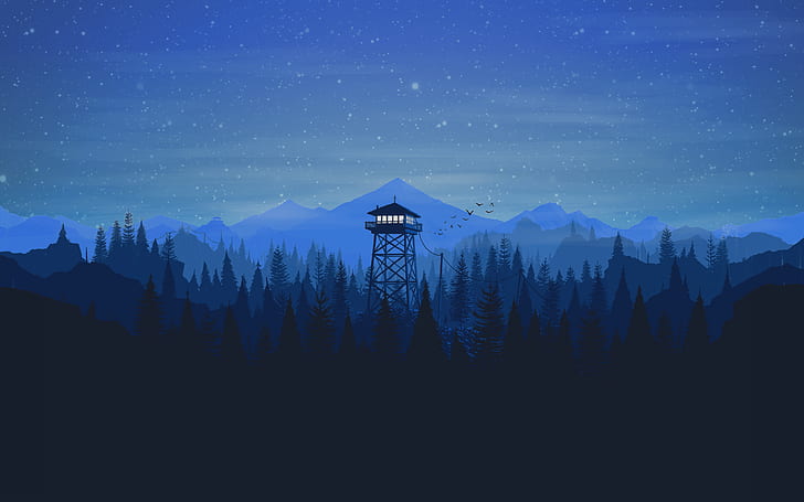 Firewatch, fog, mountain, tranquility, illustration Free HD Wallpaper