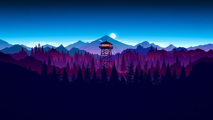 Firewatch, vector, blue, idyllic, scenics  nature