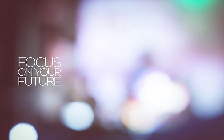 Focus On Future Quotes, typography, blackboard, photographic effects, purple Free HD Wallpaper