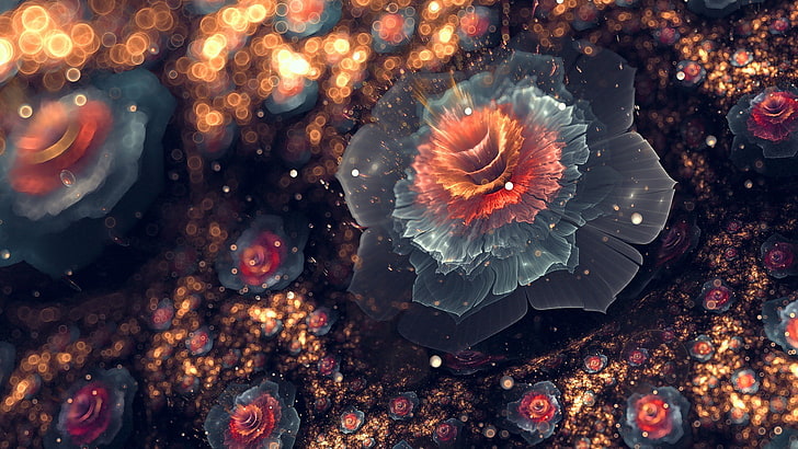 fractal flowers, pattern, coral, undersea Free HD Wallpaper
