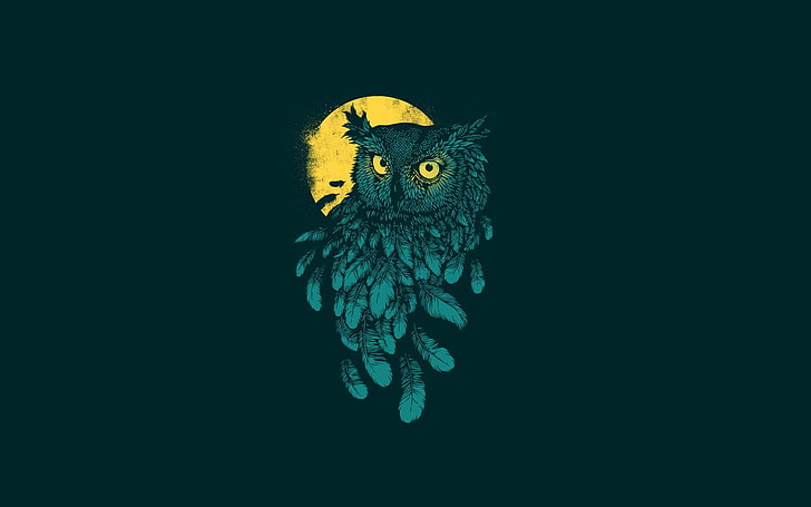 Free Owl, animals in the wild, illustration, animal wildlife, moon