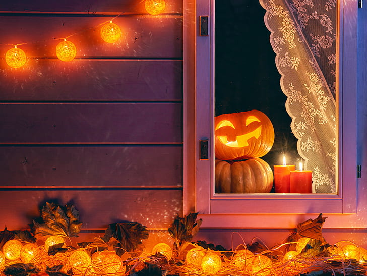 Girly Fall, night, pumpkin, holidays, halloween Free HD Wallpaper
