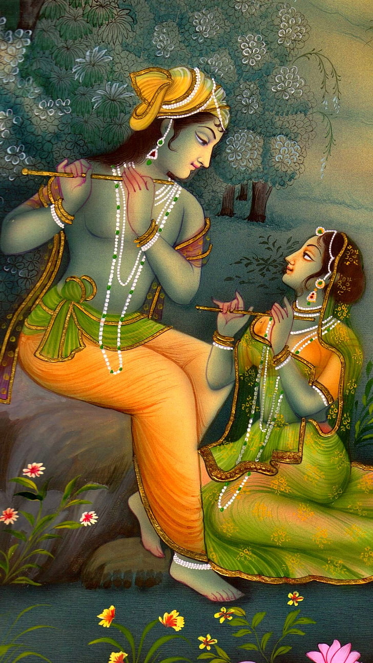 God Radha Krishna, human representation, two people, people, creativity