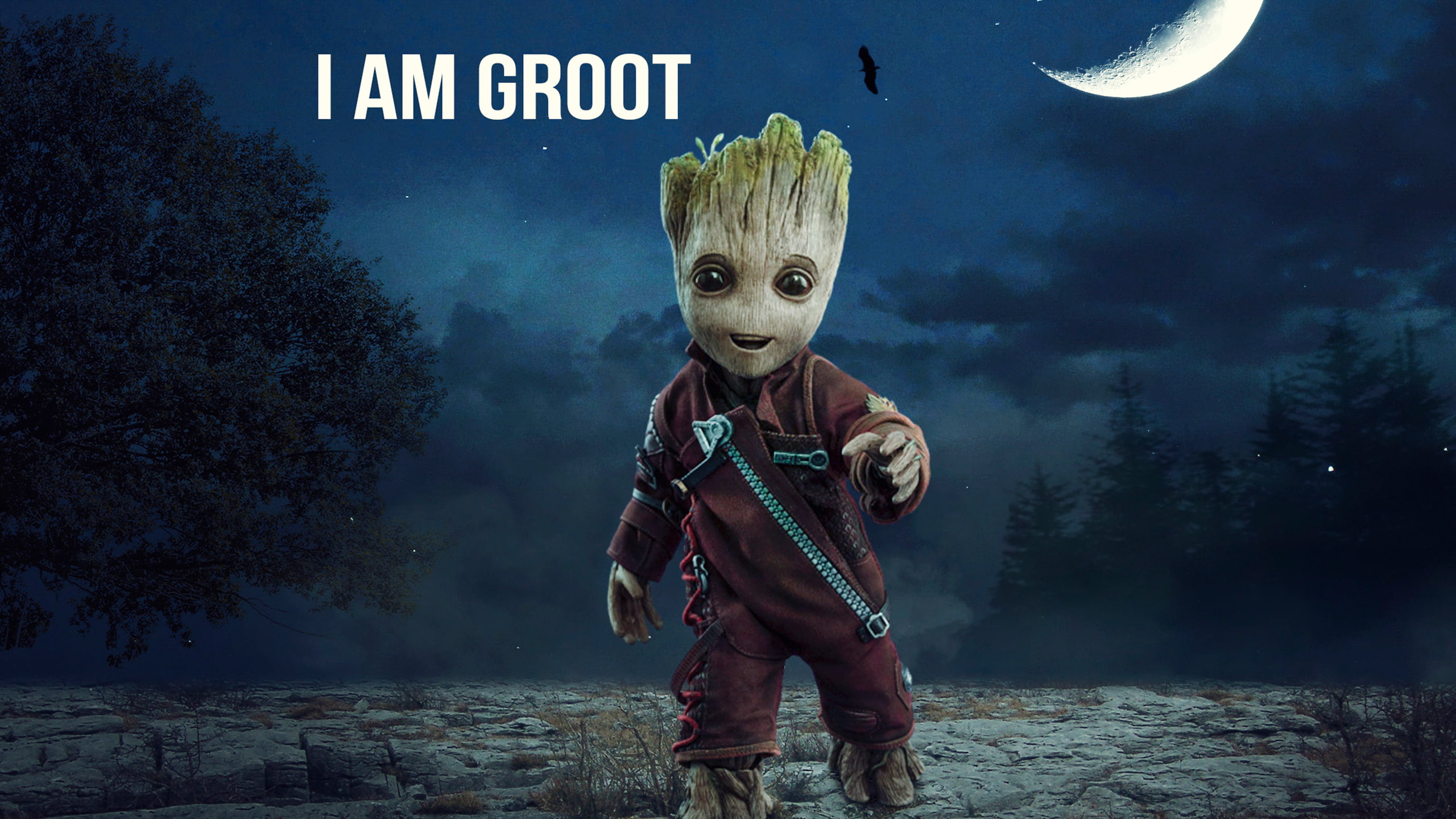 Groot Baby Computer, childhood, monster  fictional character, spooky, looking at camera