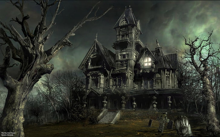 Haunted House Props Halloween, building, old, belief, place of worship