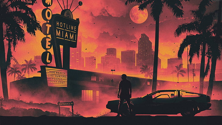 Hotline Miami 2 the Son, retrowave, orange, hotline miami Free HD Wallpaper