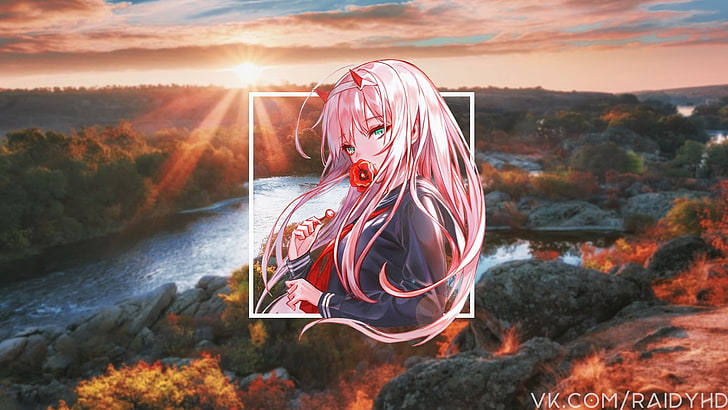 How to Draw Zero 2 Darling in the Franxx, zero two, scenics  nature, orange color, women