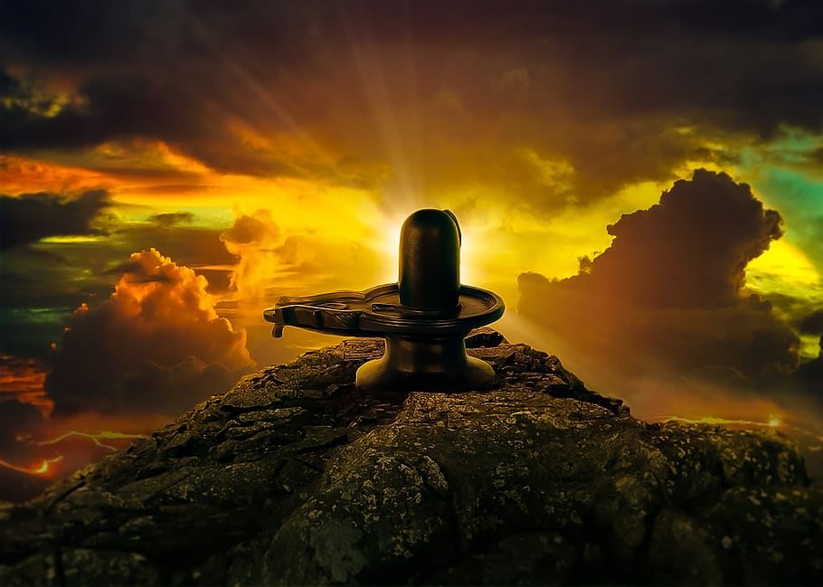 India Shiva God, dramatic sky, rock  object, festival, shiva Free HD Wallpaper