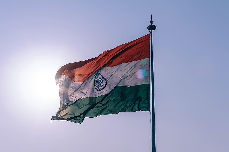 Indian Flag Cartoon, low angle view, dom, pride, history