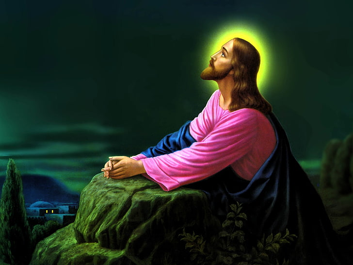 Jesus Praying in the Garden, women, water, looking up, lifestyles Free HD Wallpaper