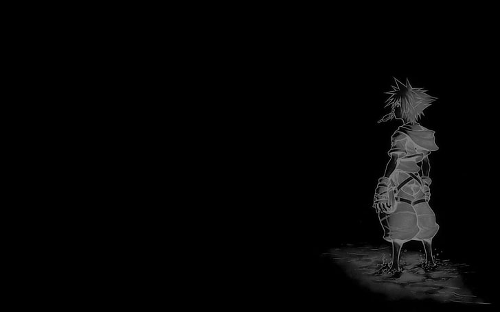 Kingdom Hearts Aesthetic, hairstyle, night, black background, copy space Free HD Wallpaper