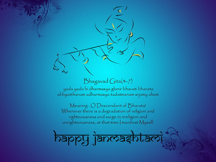 Krishna Janmashtami Pooja, communication, copy space, education, western script Free HD Wallpaper