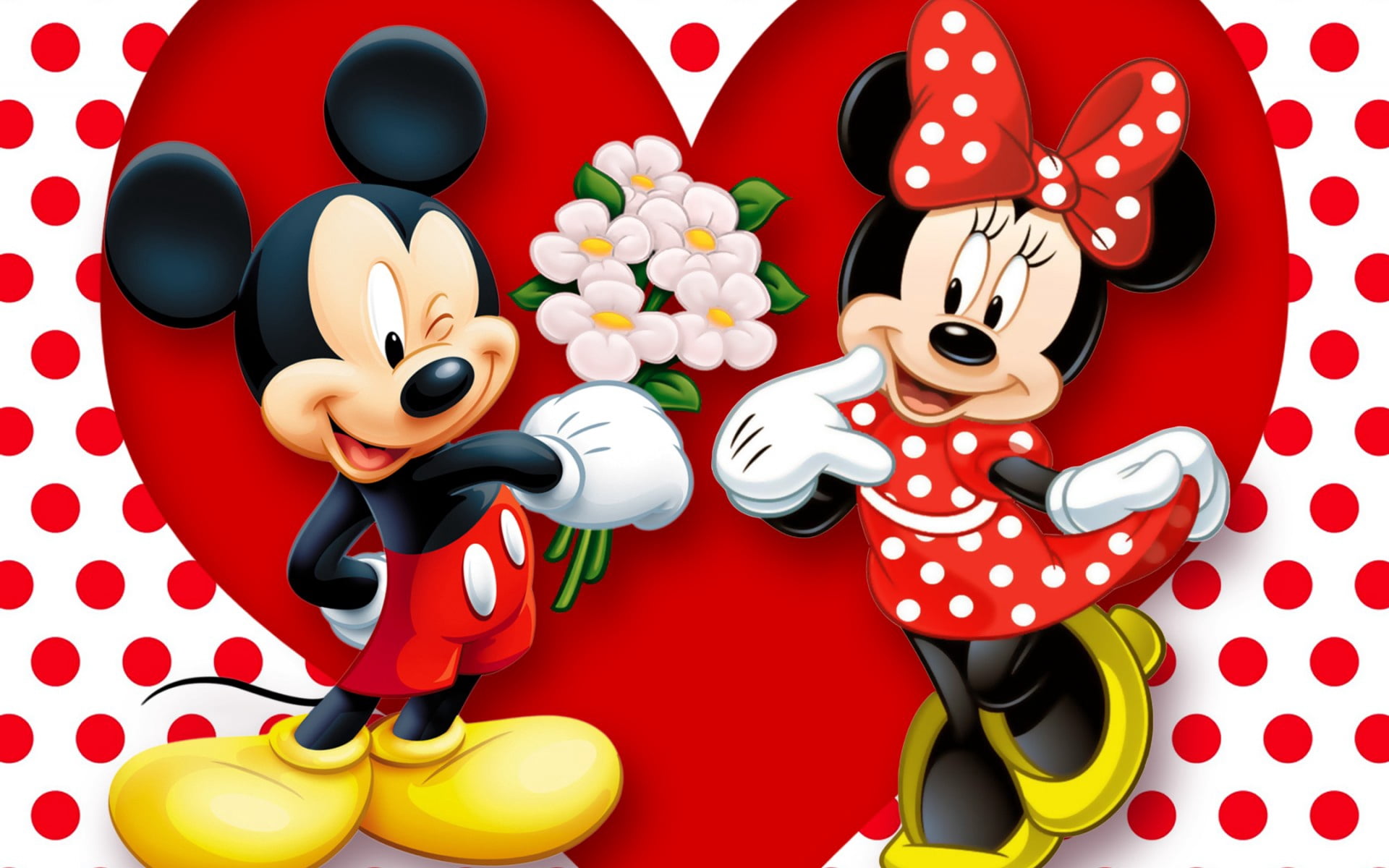 Mickey Mouse Cartoon Love, love, directly above, two people, decoration