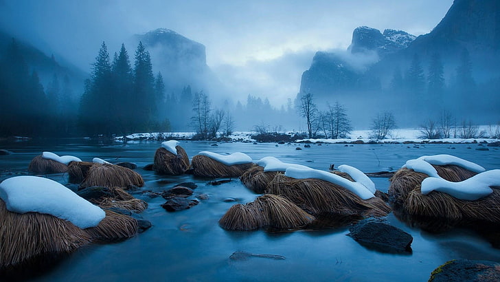 Mirror Lake Yosemite National Park, cold temperature, tranquil scene, scenics  nature, environment Free HD Wallpaper