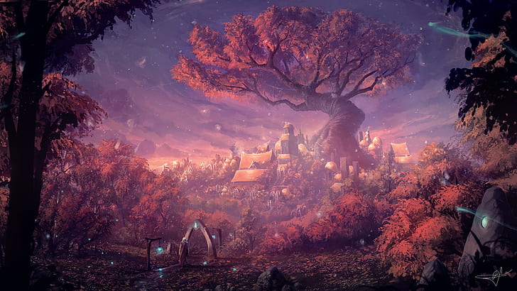 Mystical Forest Art, history, built structure, dusk, illuminated Free HD Wallpaper