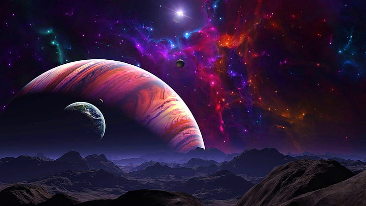 Outer Space Art, illuminated, space art, space, astronomy Free HD Wallpaper