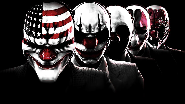 Payday 2 Gang, payday 2, reflection, flag, unrecognizable person Free HD Wallpaper