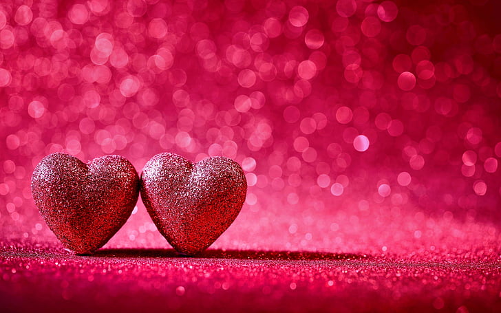 Pink Hearts On White, valentines day, glitter, pink, holiday Free HD Wallpaper