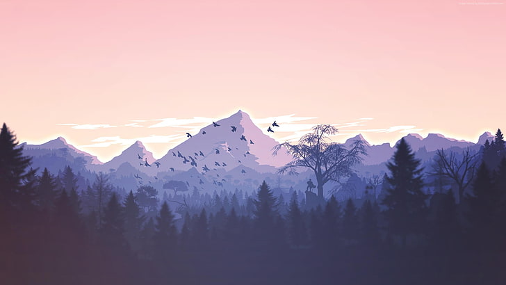 Pixel Art Landscape Mountains, fog, tranquility, dolomites, famous place Free HD Wallpaper
