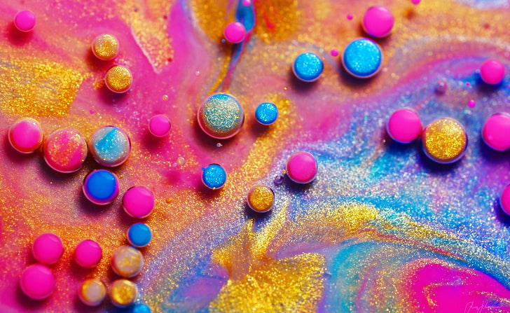 Rainbow Glitter Art, color, water, multi colored, variation Free HD Wallpaper