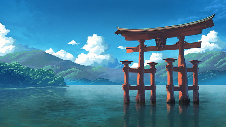 Sad Anime Scenery, outdoors, holiday, waterfront, belief